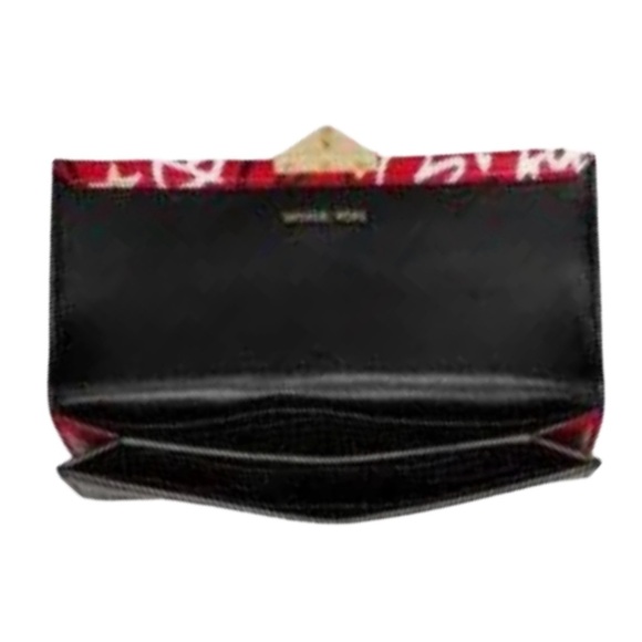 MICHAEL KORS QIXI CECE LEATHER GRAFFITI BRIGHT RED MULTI LARGE WALLET - NWOT - Picture 5 of 8